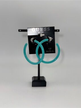 GUESS Teal Hoop Earrings - Glossy Teal Women’s Jewelry